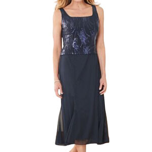 Alex Evenings dress navy blue sequin swirl size 18W